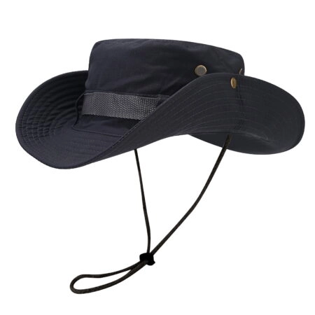 Chapeau De Seau Unisexe - Protection Solaire Extérieure - Respirant - Pliable - Rayé Décontracté - Doux - Gris Foncé