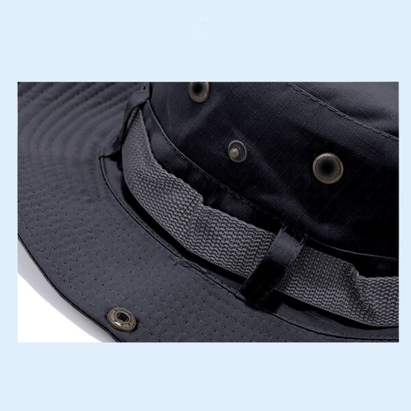 Chapeau De Seau Unisexe - Protection Solaire Extérieure - Respirant - Pliable - Rayé Décontracté - Doux - Gris Foncé – Image 3