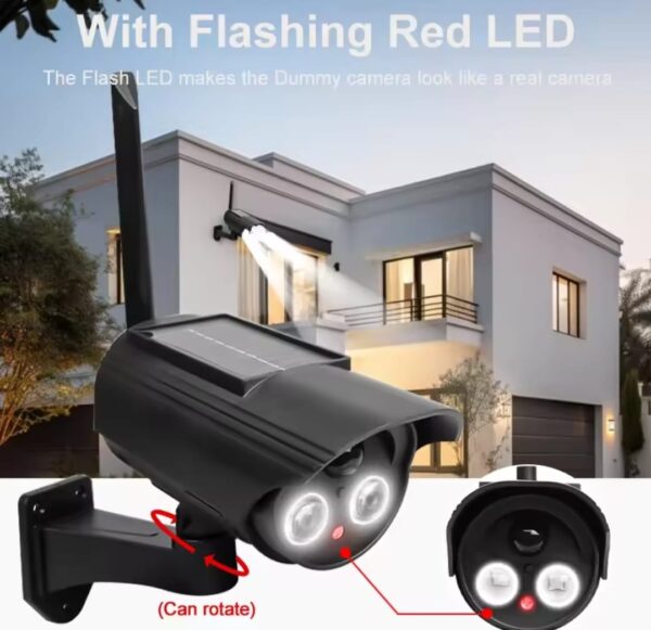Caméra De Simulation D'extérieur à Énergie Solaire - Caméra De Surveillance De Sécurité Domestique Étanche - Lumière LED Clignotante – Image 5