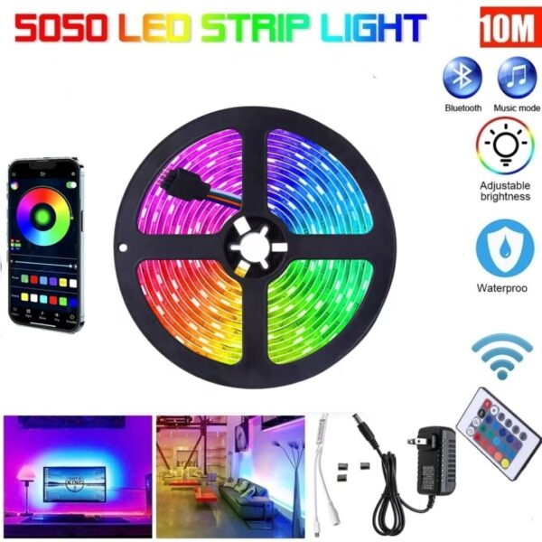 Bande Lumineuse LED 5050 - 12 V - 10 m - WI-FI  RGB RGBW - Télécommande - Microcontrôleur - Alimentation Via Application
