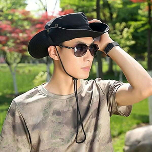 Chapeau De Soleil Pliable à Large Bord Avec Protection UV - Unisexe  Noir – Image 6