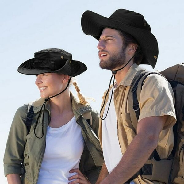 Chapeau De Soleil Pliable à Large Bord Avec Protection UV - Unisexe  Noir – Image 4