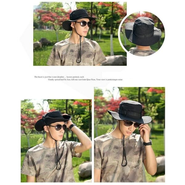 Chapeau De Soleil Pliable à Large Bord Avec Protection UV - Unisexe  Noir – Image 2