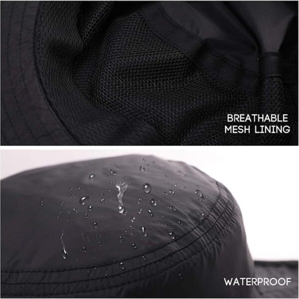 Chapeau De Soleil Pliable à Large Bord Avec Protection UV - Unisexe  Noir – Image 5
