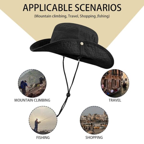 Chapeau De Soleil Pliable à Large Bord Avec Protection UV - Unisexe  Noir – Image 8