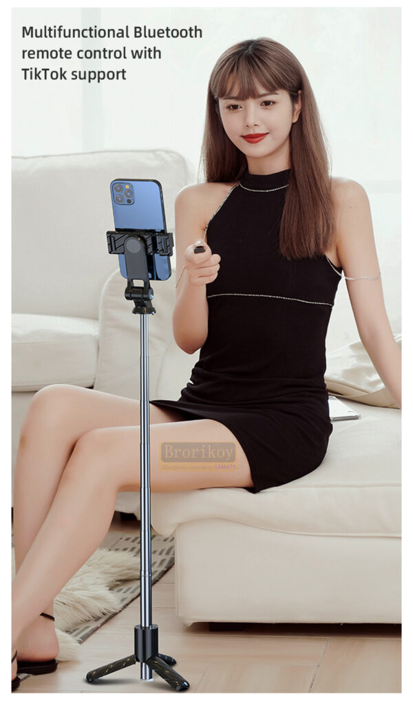 Perche à Selfie Portable Extensible Avec Trépied et Télécommande - Télescopique et Rotative - Réglable pour Smartphones – Image 5