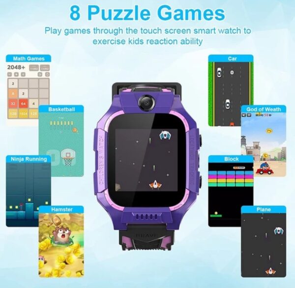 Montre Connectée Pour enfants - Bracelet Étanche avec Caméra - Appels et SOS - Réveil et Tracker - Violet – Image 17