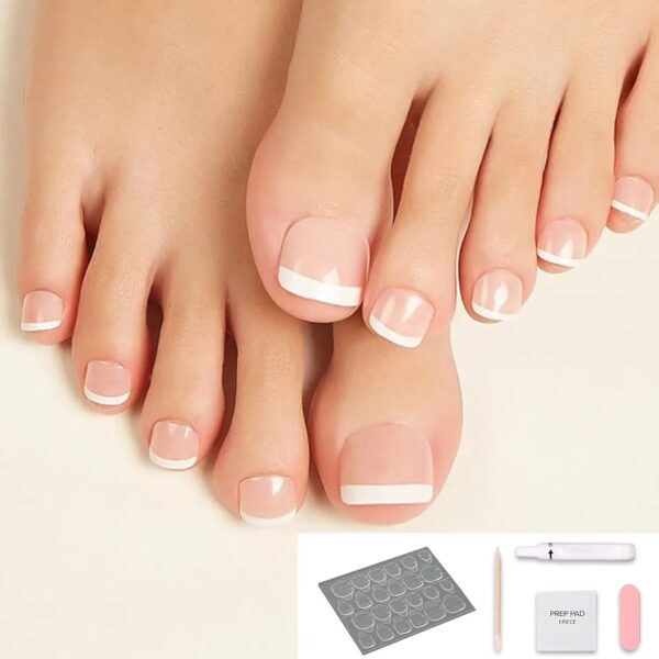 Packs De 36 Faux Ongles De Pieds Élégants avec 36 Autocollants – French – Image 3