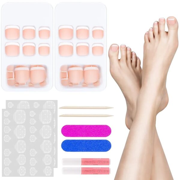 Packs De 36 Faux Ongles De Pieds Élégants avec 36 Autocollants – French – Image 2