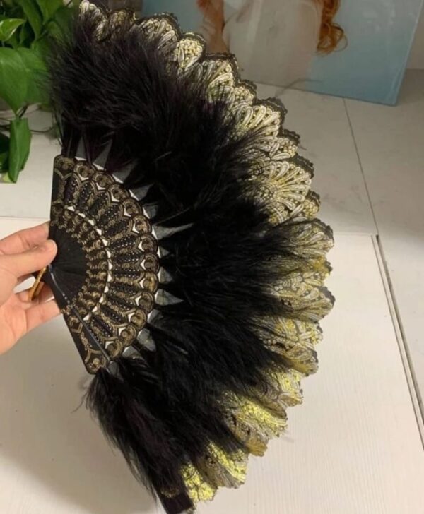 Éventail De Décoration De Mariage - Décoration De Mariée Vintage Ntage - Noir – Image 4