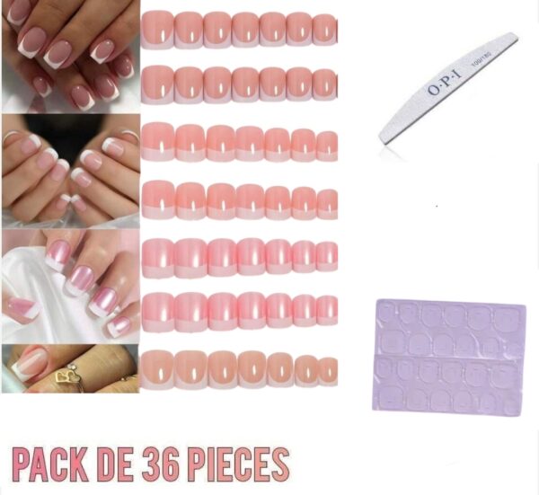 36 Faux Ongles Moyens Avec 36 Autocollants – Motif Dégradé Fait Main – Avec Lime Cadeau