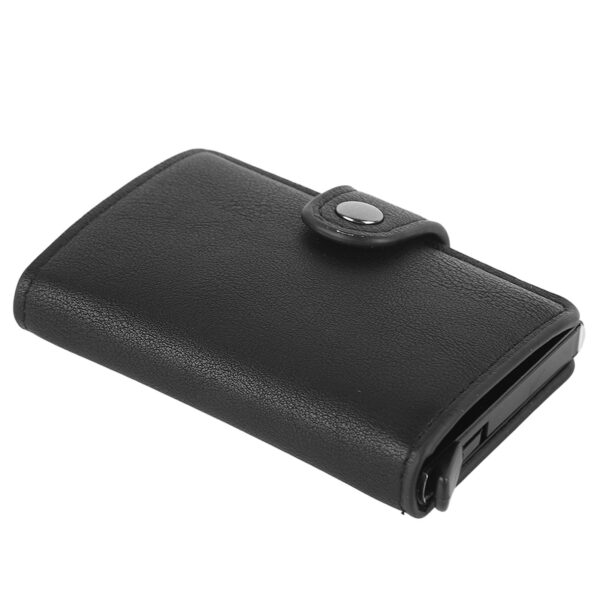 Mini Portefeuille Intelligent À Trois Volets -  Fibre de Carbone et Cuir - 5 cartes - 3 Compartiments Pour Billets Noir – Image 8