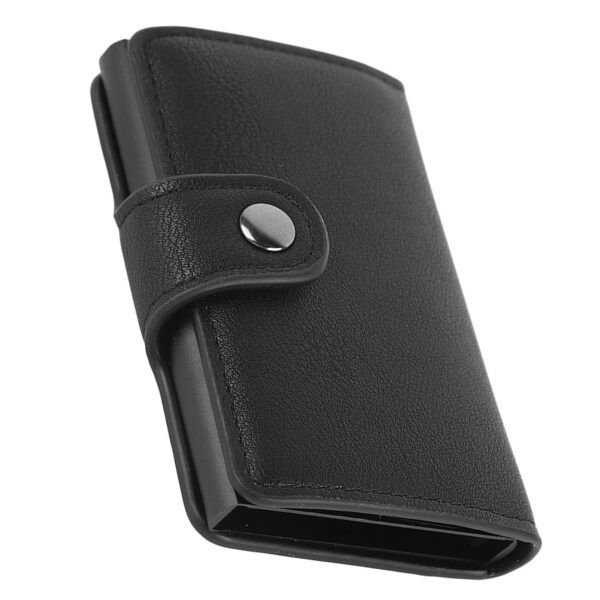 Mini Portefeuille Intelligent À Trois Volets -  Fibre de Carbone et Cuir - 5 cartes - 3 Compartiments Pour Billets Noir – Image 6