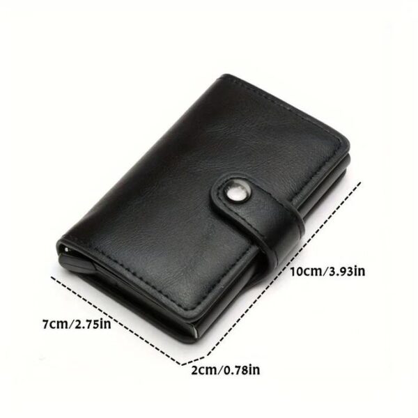 Mini Portefeuille Intelligent À Trois Volets -  Fibre de Carbone et Cuir - 5 cartes - 3 Compartiments Pour Billets Noir – Image 3