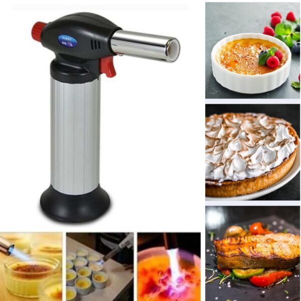 Chalumeau au Butane Amélioré - Briquet De Cuisine Rechargeable - Compatible Avec Tous Les Réservoirs De Butane - Verrouillage De Sécurité et Flamme Réglable.