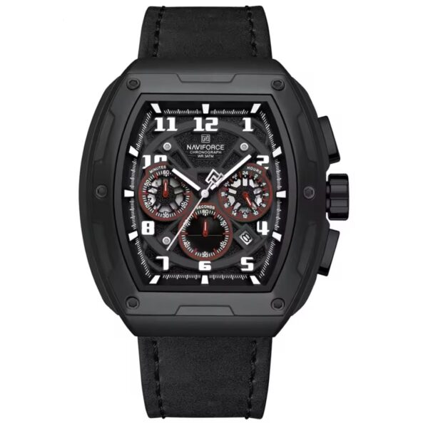 Montre Chronographe Naviforce NF8053 Pour Homme - Cuir Véritable - Tendance - Multifonction - Résistante à L’eau - Noir