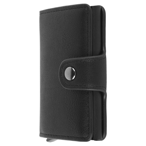 Mini Portefeuille Intelligent À Trois Volets -  Fibre de Carbone et Cuir - 5 cartes - 3 Compartiments Pour Billets Noir – Image 7