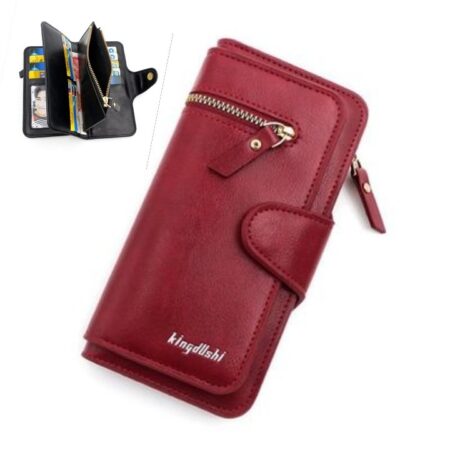 Nouveau Portefeuille Pour Femme Avec Porte-Monnaie - Cuir Synthétique - Multifonction - Grande Capacité - Rouge