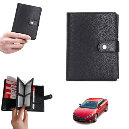 Porte Papier Voiture Avec Porte feuilles Et Porte-cartes 3en1 - Qualité Supérieure - Noir
