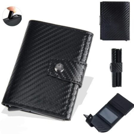 Portefeuille Avec Porte-cartes intelligent 2en1 en Aluminium Métallique Pour Cartes De Crédit – Billets De Banque – Métal Fin – Pliable