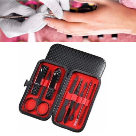 Ensemble Professionnel De Manucure et Pédicure 8 Pièces Multifonctions Avec Boîte de Cadeau - Noir