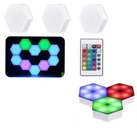 Pack De 3 Lumière Murale Hexagonale Quantique Intelligente à LED RVB Avec Télécommande