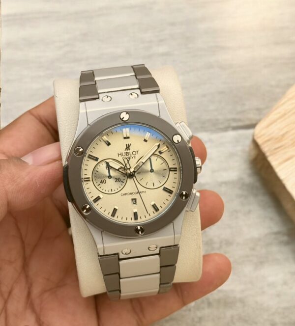 Montre Hublot Pour Homme – Bracelet En Acier Inoxydable – Résistance à l'eau - Qualité Premium - Gris – Image 6