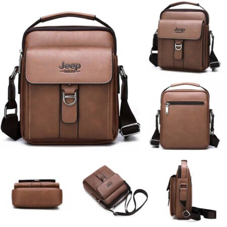 Sacs en Cuir Pour Hommes - Luxueux et à La Mode - Multi-Poches - Marron Foncé