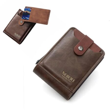 Portefeuille Avec Porte-cartes En Cuir Pour Homme - Design Élégant à Deux Volets - Avec Porte-Monnaie Intérieur - Porte-Cartes - Fermeture Éclair - Qualité Supérieure