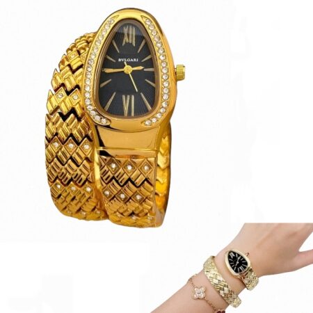 Montre De Luxe BVLGARI Pour Femme - Acier Inoxydable De Qualité Supérieure - Résistante à L’eau - Gold