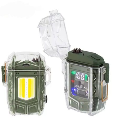 Briquet Multifonction - Résistant Aux Chocs - Coupe-Vent - Étanche - Affichage LED - Lampe Torche Puissante Intégrée Multicolore