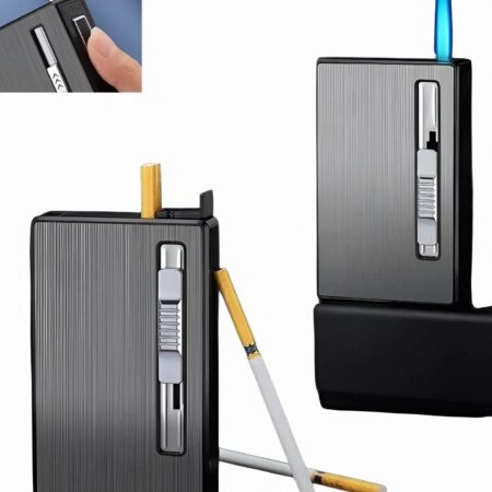 Étui à Cigarettes en Métal Pour 10 Cigarettes - Automatique Incassable - Avec 2 Briquets - Rechargeables - Résistant à L’eau