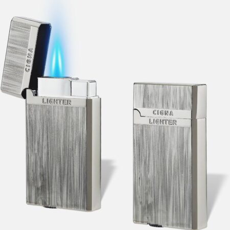 Briquet À Flamme Lisse - En Laiton Pur - Bobine D'allumage Verticale - Allumage Latéral Coulissant - Idéal Pour Les Collectionneurs