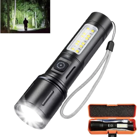 Lampe Torche - Métal - Zoomable - 5 Modes - Ultra-Lumineuse - Rechargeable - Résistante À L'eau