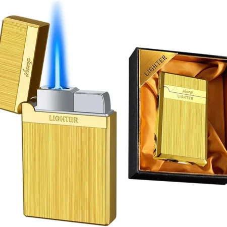 Briquet À Flamme Lisse - En Laiton Pur - Bobine D'allumage Verticale - Allumage Latéral Coulissant - Qualité Supérieure