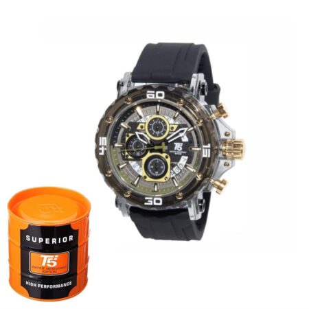 Montre Chronographe Pour Homme T5 WATCHES - Bracelet En Silicone - Résistante ÀL'eau - Noir