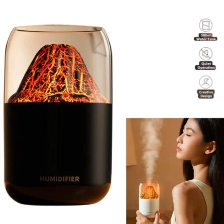 Humidificateur En Forme De Volcan - Lampe À Flamme Froide Et Mini-lumière D'ambiance Silencieuse - Pour L'aromathérapie