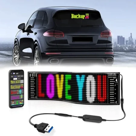 Panneau Matriciel LED USB 5 V - Flexible - Rechargeable - Motifs RVB - Graphismes Graffiti - Animation - Texte - Application Bluetooth - Télécommande