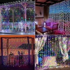 Guirlande Rideau lumineux Hauteur 3 Mètres Sur 3 Mètres – Étanche – Multicolore