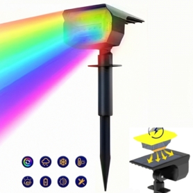 Projecteur Extérieur À Couleurs Changeantes – RGB – Indice D’étanchéité IP65 – Fixation Murale À Énergie Solaire – Allumage Extinction Automatique