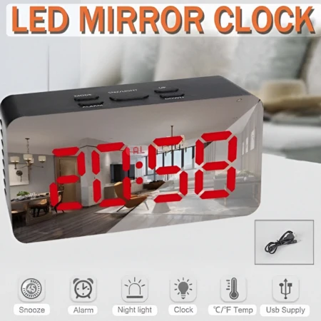 Horloge De Bureau LED DS-3658L Avec Rétroéclairage Rouge