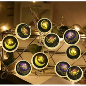 Guirlande Lumineuses LED En Forme De Disque Pour Les Décorations De L’Aïd Et Du Ramadan – Utilisables En Toute Sécurité