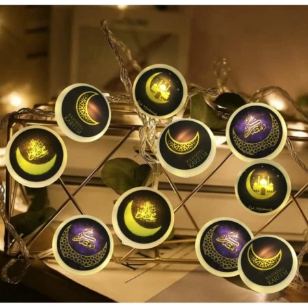 Guirlande Lumineuses LED En Forme De Disque Pour Les Décorations De L'Aïd Et Du Ramadan - Utilisables En Toute Sécurité