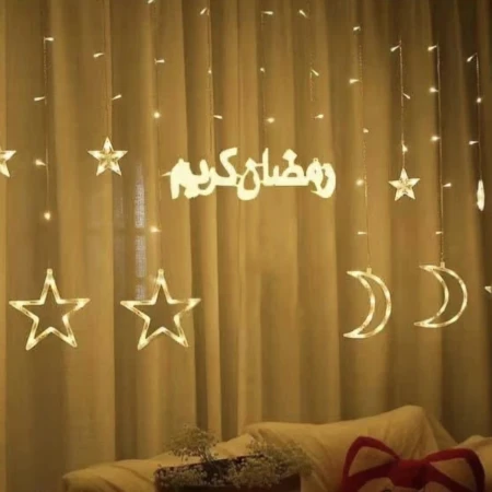 Guirlande Lumineuse Étoiles et Lune Ramadan Karim - LED - 5 M - Fenêtre - 8 Modes D'éclairage - Jaune