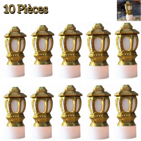 Lot de 10 Lanternes LED Ramadan Dorées - Décoration Festive - Intérieure & Extérieure