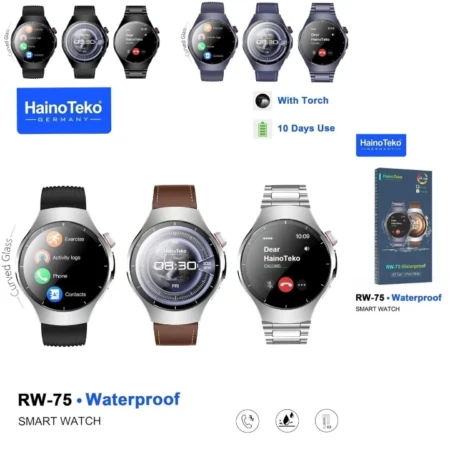 Montre Connectée Hinoteco RW-75 - Résistante ÀL'eau - Lot De 3 Bracelets - Lampe Torche Intégrée