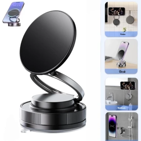 Support Magnétique Pour Téléphone De Voiture Pivotant À 360 Degrés - Pliable Et Rétractable - Compatible Avec Tous Les Appareils