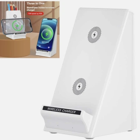 Support de Bureau avec Chargeur Sans Fil – Support Stable pour Tablette avec Porte-Stylet