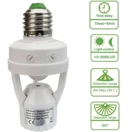 Détecteur de Mouvement PIR E26/E27 – Taigeguang