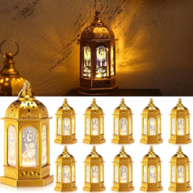 Lot de 10 Lanternes LED Ramadan Dorées – Décoration Festive – Intérieure & Extérieure